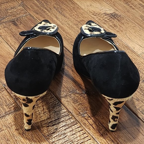 J. Renee Nari Leopard Suede Animal Hair Black Pumps - Picture 9 of 10